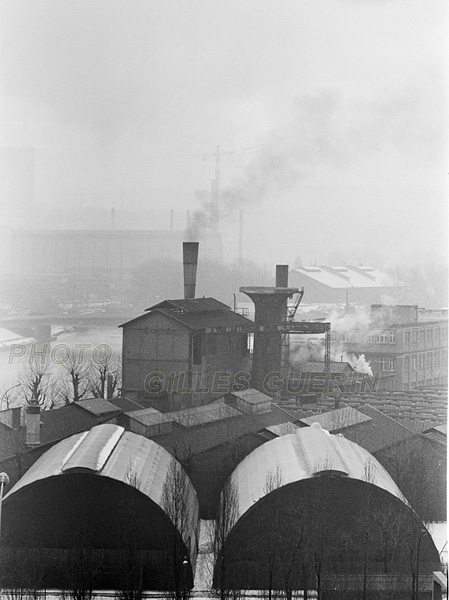 Paysage urbain - Hivers 1977 -  Boulogne Billancourt, la Seine, et Issy-les-Moulineaux