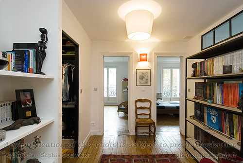 Distribution des chambres et du dressing room depuis l'entr�e