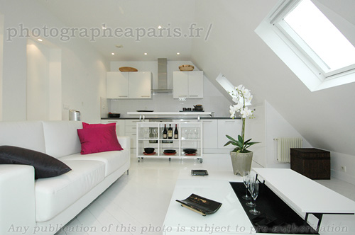 salon et cuisine en arri�re plan